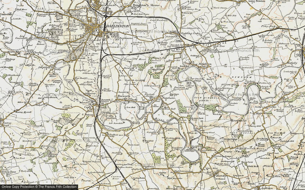 Old Map of Historic Map covering Hurworth-on-Tees in 1903-1904