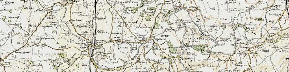 Old map of Hurworth-on-Tees in 1903-1904