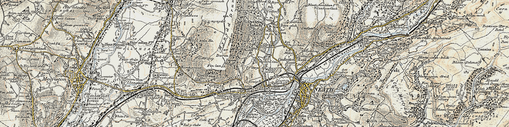 Old map of Neath Abbey in 1900-1901