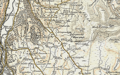 Old map of Afon Iwrch in 1902-1903