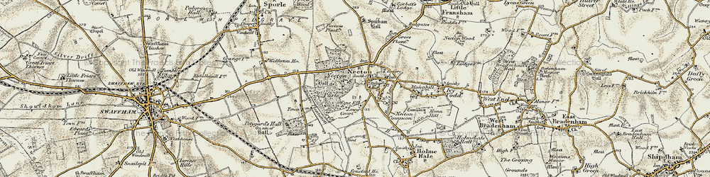 Old map of Necton in 1901-1902