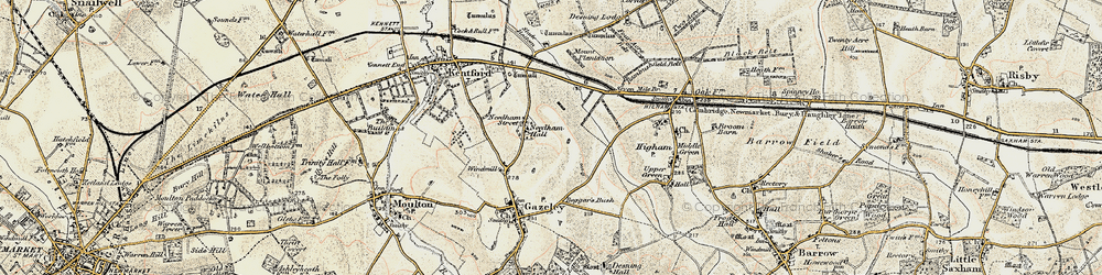 Old map of Needham Street in 1899-1901