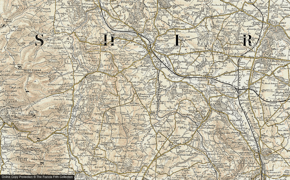Old Map of Historic Map covering Broncoed-isaf in 1902-1903