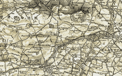 Old map of Lettrickhills in 1904-1905