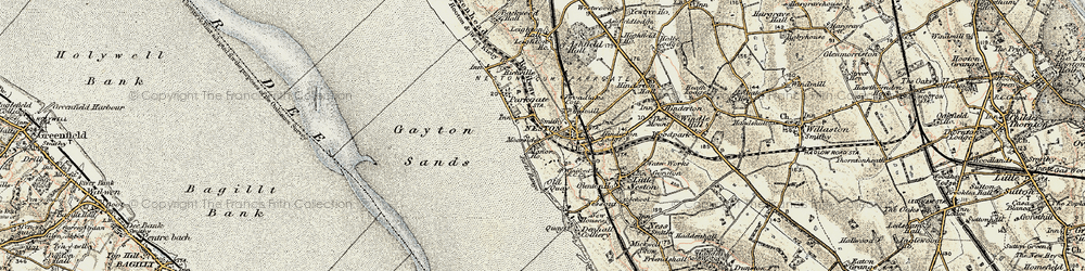Old map of Neston in 1902-1903