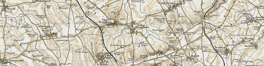 Old map of Nether Broughton in 1902-1903