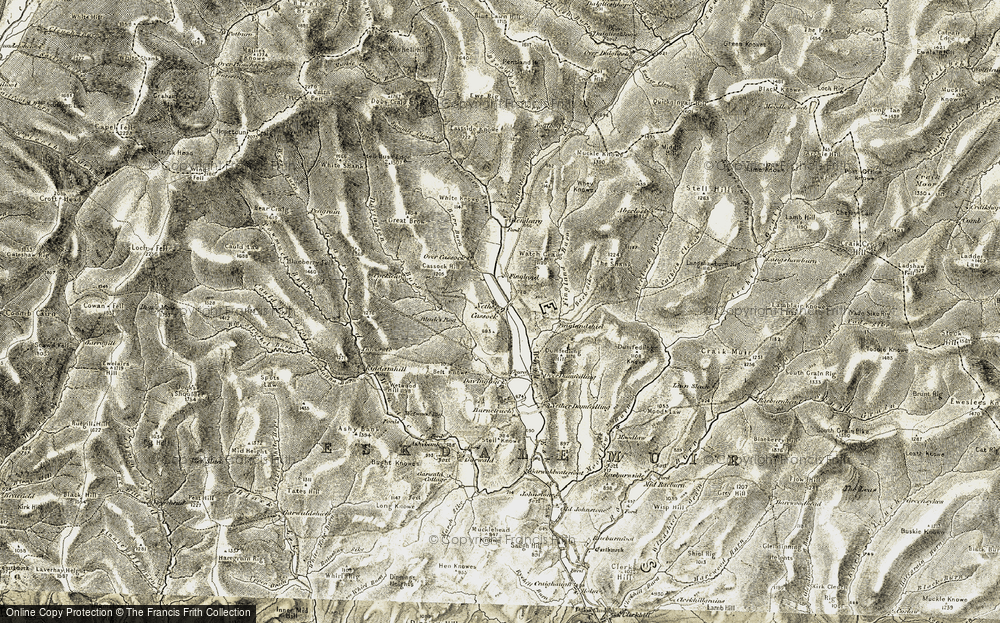 Old Map of Historic Map covering Aberlosk Burn in 1901-1904