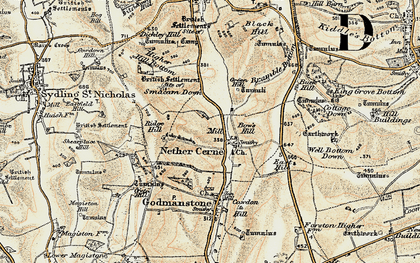 Old map of Nether Cerne in 1899