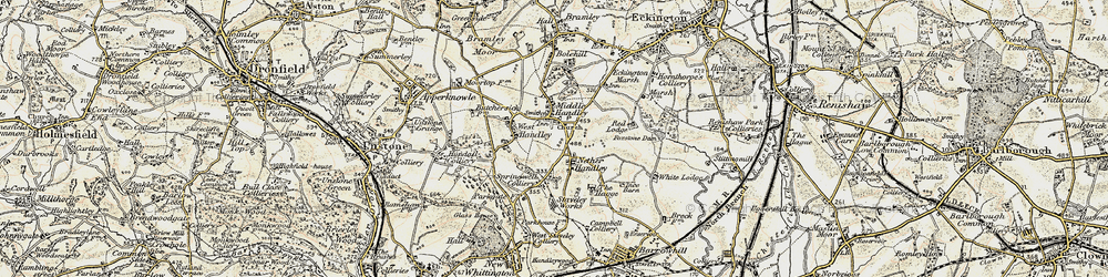 Old map of Nether Handley in 1902-1903