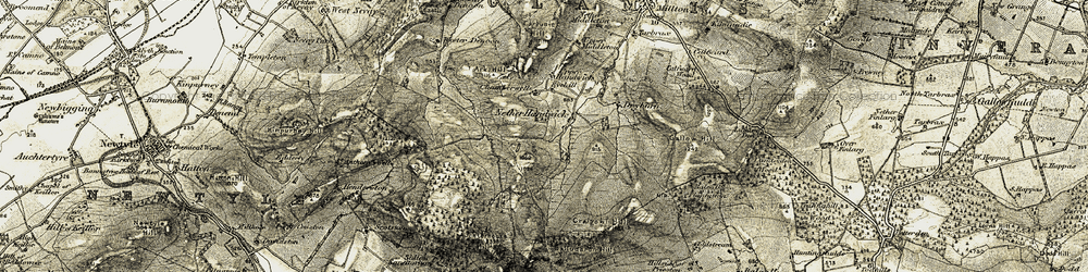 Old map of Nether Handwick in 1907-1908