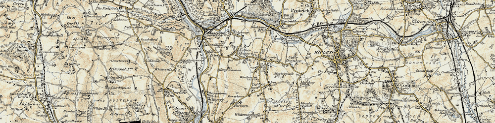 Old map of Nether Heage in 1902