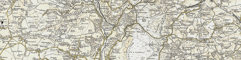 Old map of White Edge Moor in 1902-1903