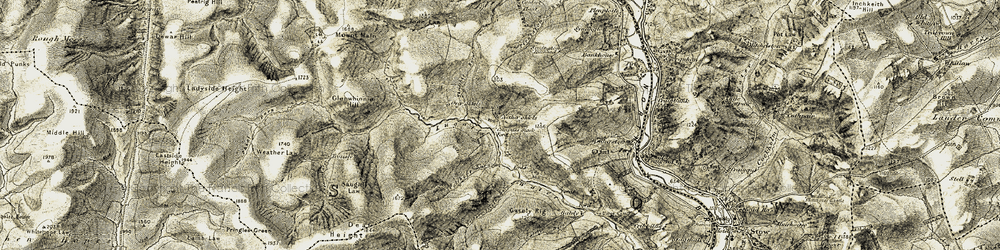 Old map of Nether Shiels in 1903-1904