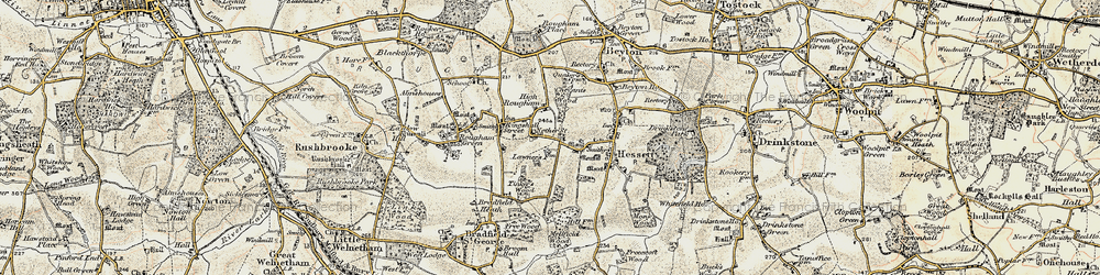 Old map of Nether St in 1899-1901