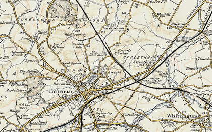 Old map of Nether Stowe in 1902