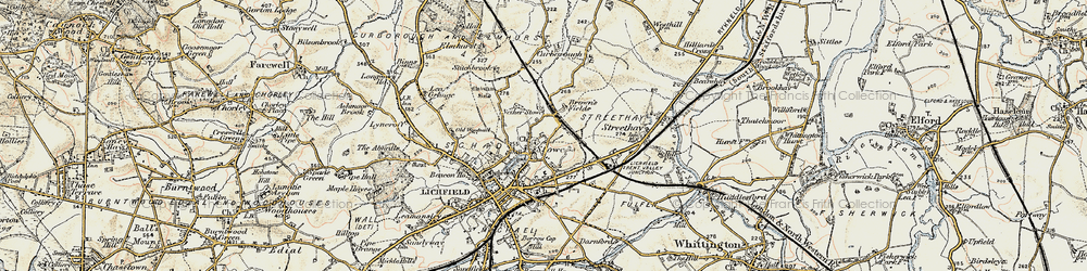 Old map of Nether Stowe in 1902