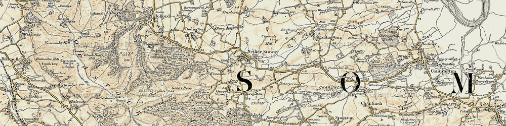 Old map of Nether Stowey in 1898-1900