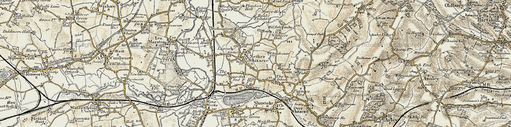 Old map of Nether Whitacre in 1901-1902