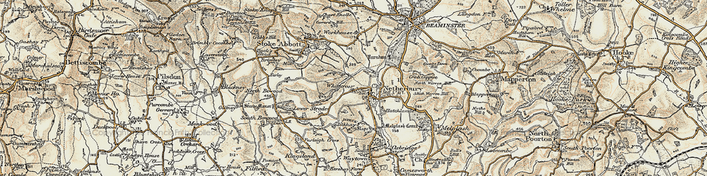 Old map of Netherbury in 1898-1899