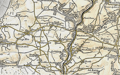 Old map of Buckland Down in 1900