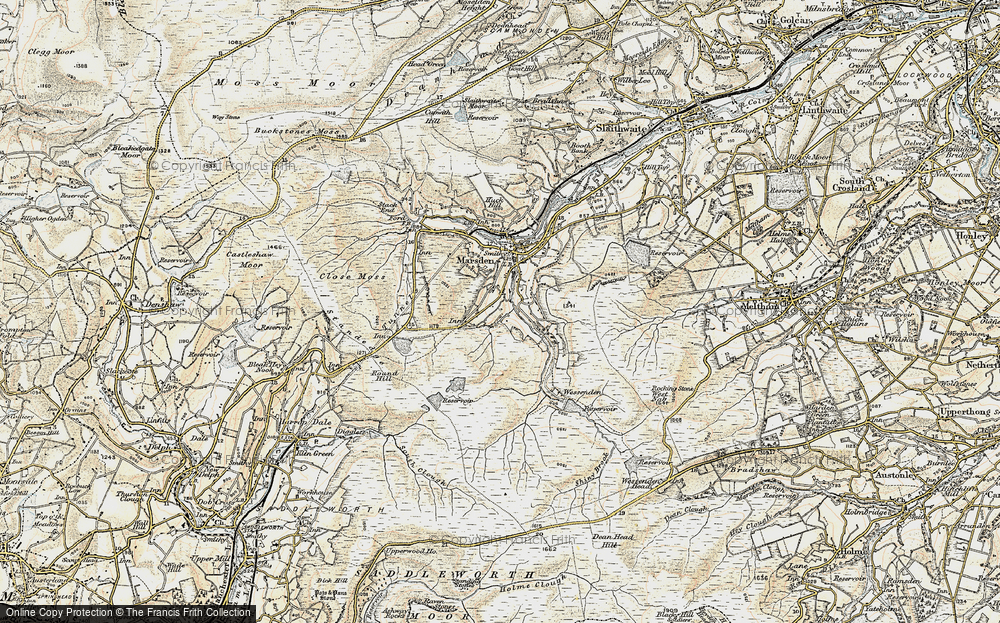 Old Map of Historic Map covering Black Moss Resr in 1903