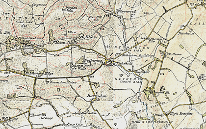 Old map of Biddlestone Edge in 1901-1903