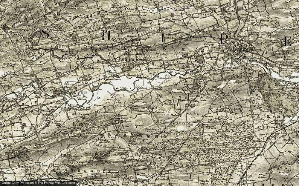 Old Map of Historic Map covering Balglassie in 1907-1908