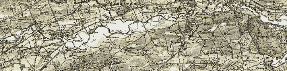 Old map of Balnacake in 1907-1908