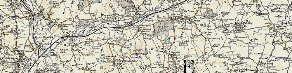 Old map of Netteswell in 1898
