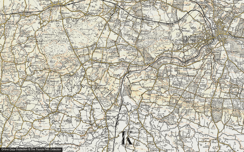 Old Map of Nettlestead, 1897-1898 in 1897-1898