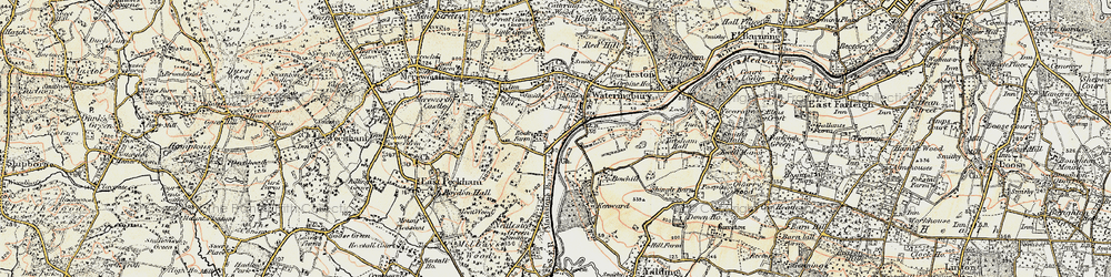 Old map of Nettlestead in 1897-1898