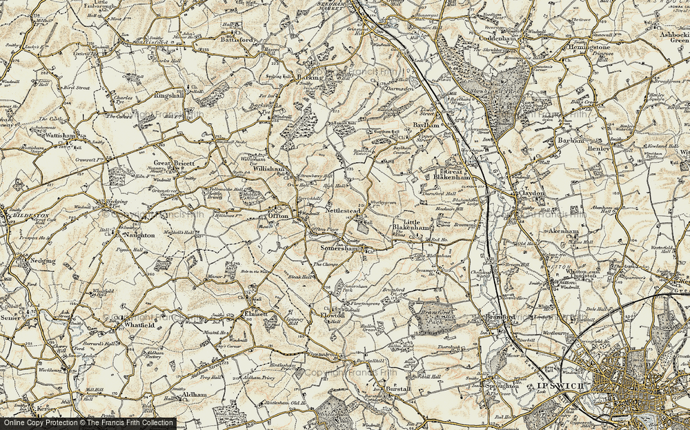 Old Map of Nettlestead, 1899-1901 in 1899-1901