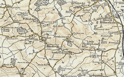 Old map of Nettlestead in 1899-1901