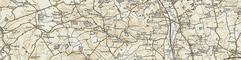 Old map of Nettlestead in 1899-1901