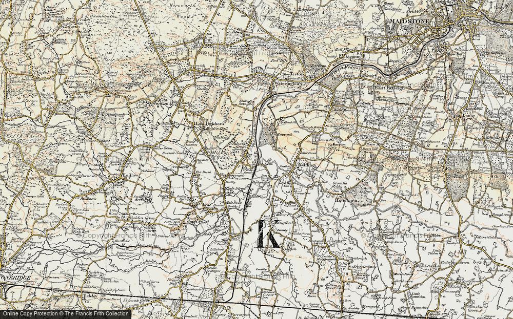 Old Map of Nettlestead Green, 1897-1898 in 1897-1898