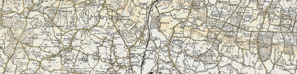 Old map of Nettlestead Green in 1897-1898