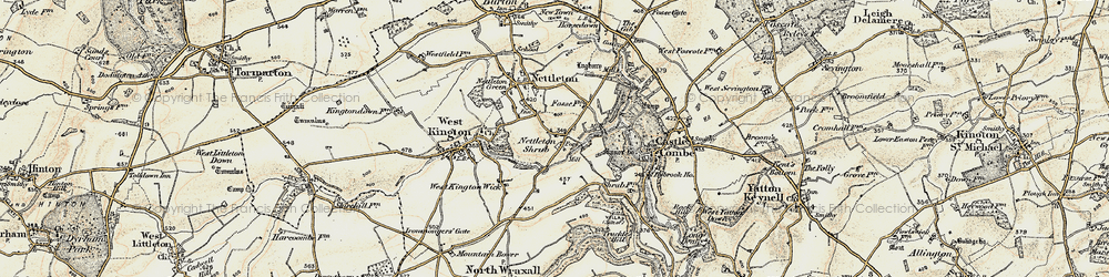 Old map of Nettleton Shrub in 1898-1899