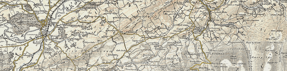 Old map of Afon Camnant in 1900-1901