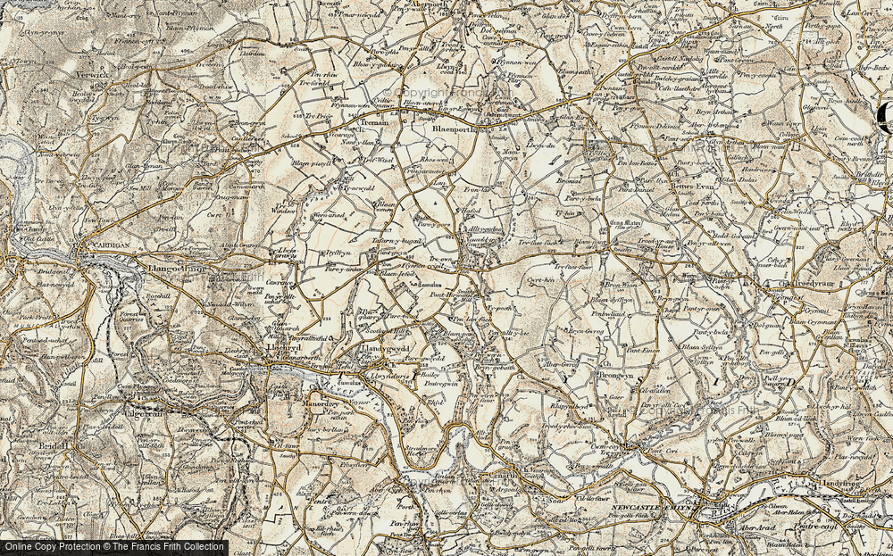 Old Map of Historic Map covering Blaeneifed in 1901