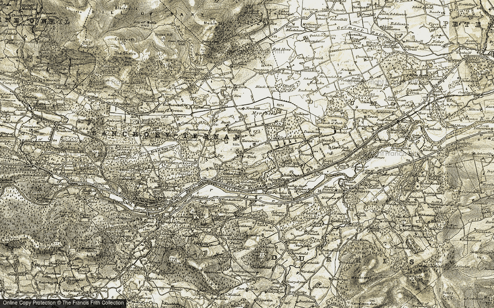 Old Map of Historic Map covering Balbridie Plantn in 1908-1909