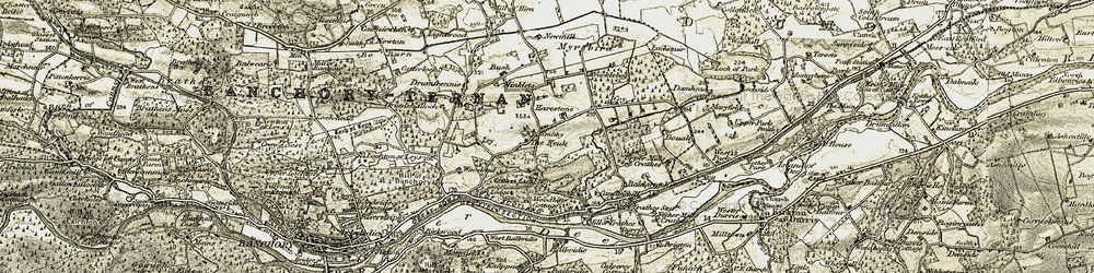 Old map of Balbridie Plantn in 1908-1909