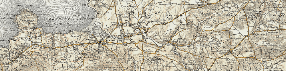 Old map of Nevern in 1901-1912