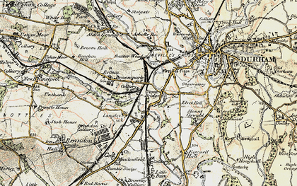 Old map of Nevilles Cross in 1901-1904