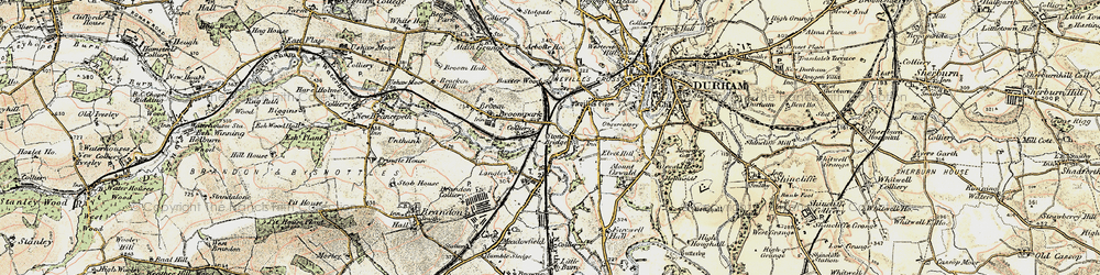 Old map of Nevilles Cross in 1901-1904