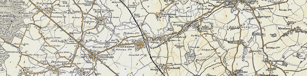 Old map of New Bradwell in 1898-1901