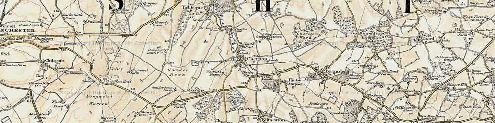 Old map of New Cheriton in 1897-1900