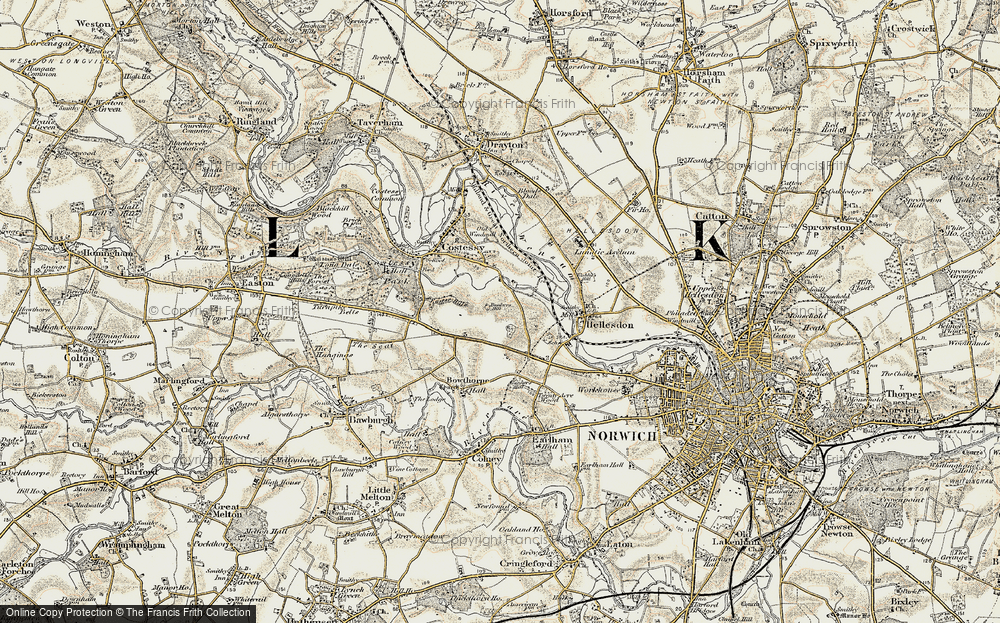 Old Map of Historic Map covering Bunkers Hill in 1901-1902