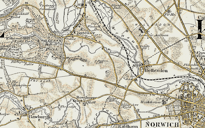 Old map of New Costessey in 1901-1902