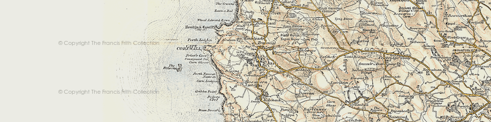 Old map of Cape Cornwall in 1900