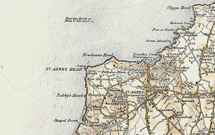 Old map of New Downs in 1900